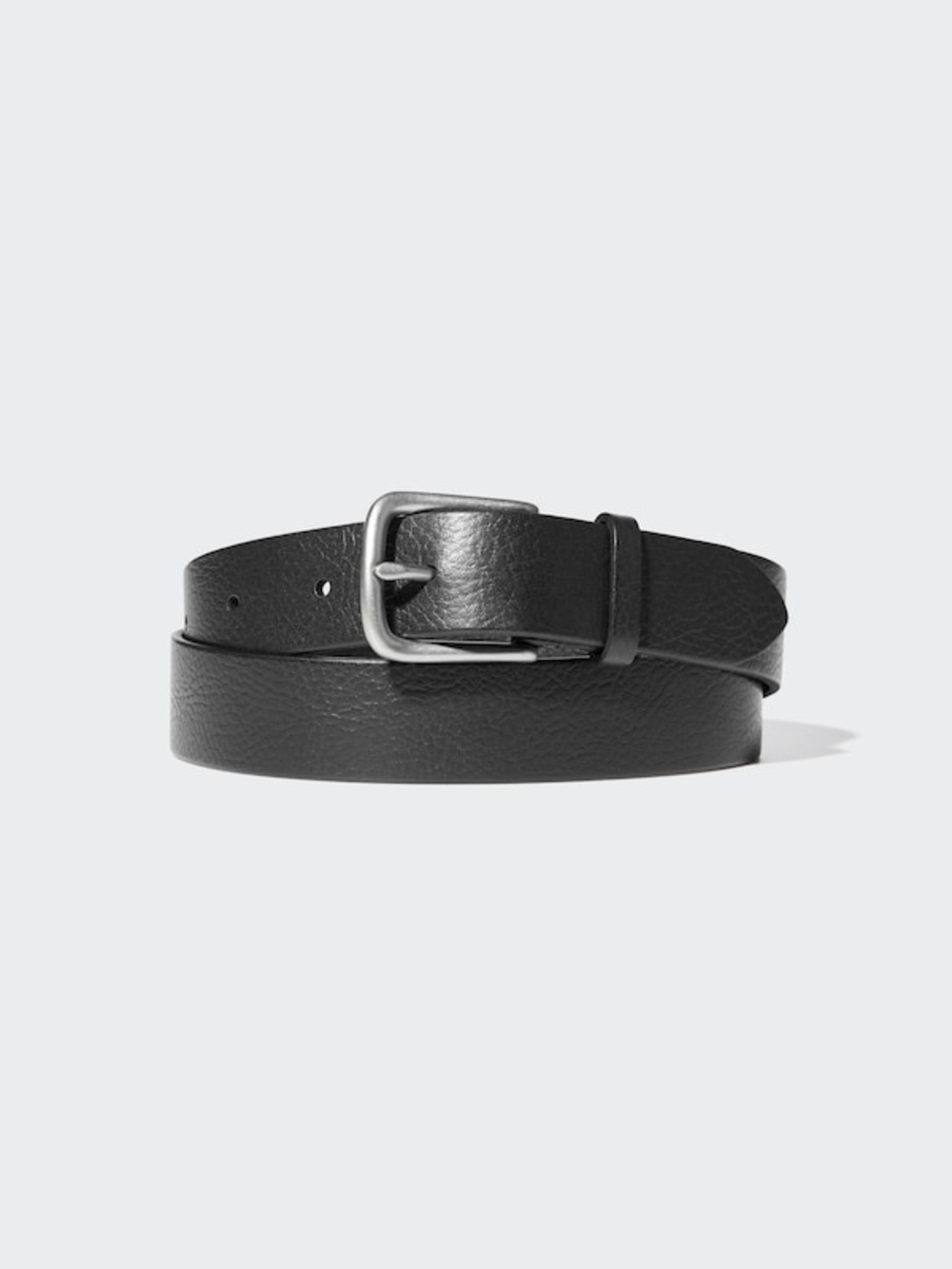 Classic Black Leather Belt with Silver Buckle